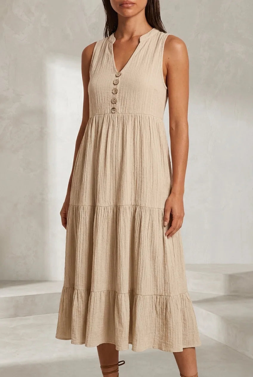 Robe col V à volants | Lounelle Paris