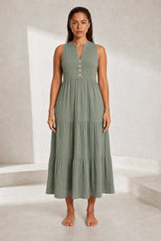 Robe col V à volants | Lounelle Paris