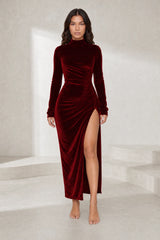 Robe en velours col montant