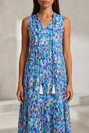 Robe imprimée col V franges | Lounelle Paris