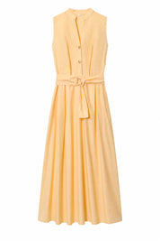 Robe jaune clair sans manches ceinturée | Lounelle Paris
