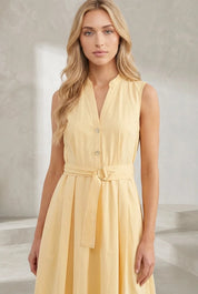 Robe jaune col en V ceinturée | Lounelle Paris