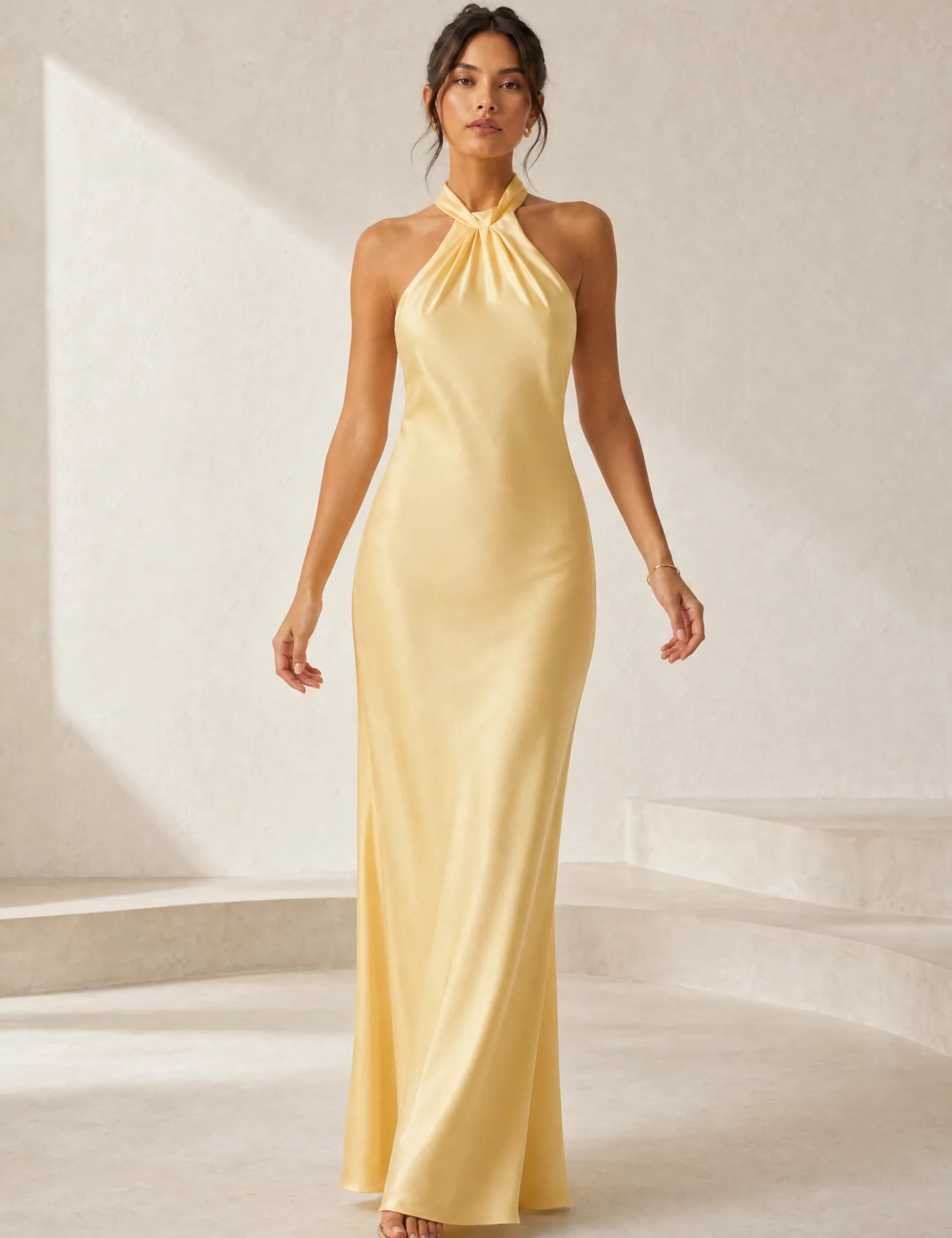 Robe jaune col licou dos nu | Lounelle Paris
