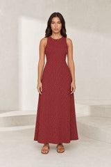 Robe longue à pois dos nu