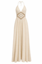 Robe longue Beige col halter | Lounelle Paris