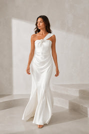 Robe longue blanche asymétrique | Lounelle Paris