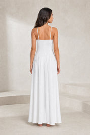 Robe longue blanche bretelles dentelle | Lounelle Paris