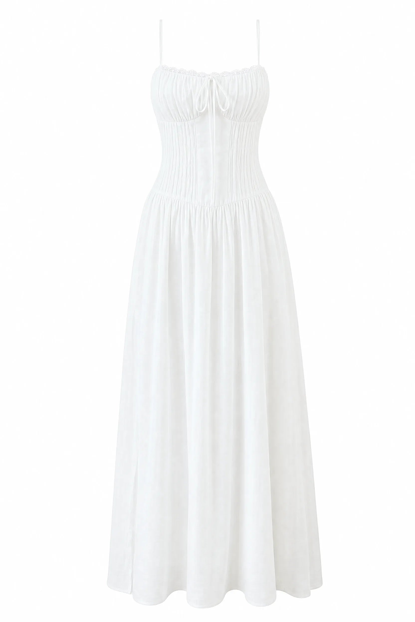 Robe longue blanche bretelles dentelle | Lounelle Paris