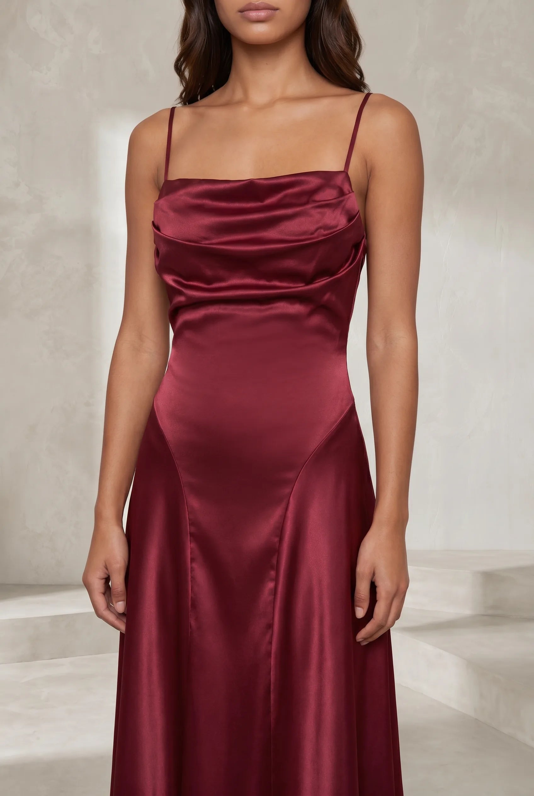 Robe longue bordeaux dos lacé | Lounelle Paris