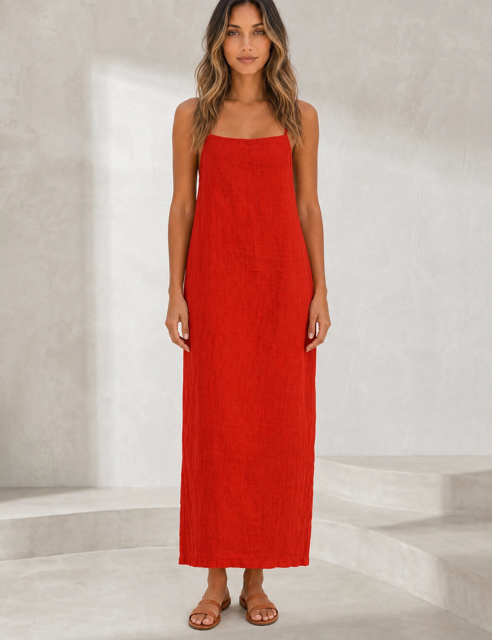 Robe longue bretelles encolure carrée | Lounelle Paris