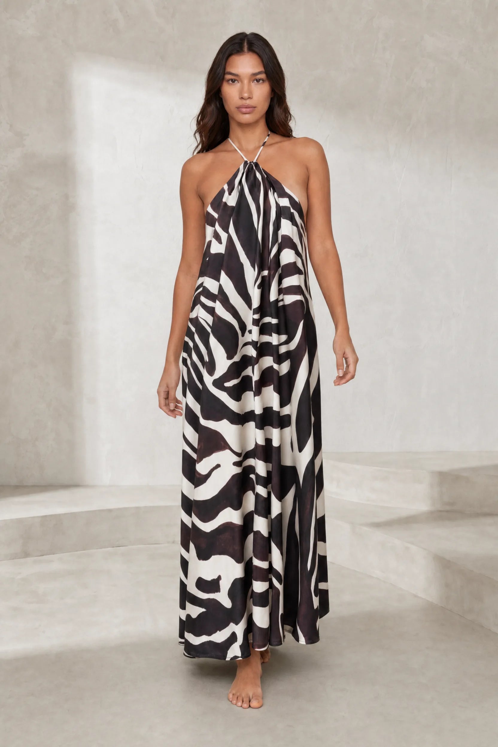 Robe longue col licou imprimé animalier | Lounelle Paris