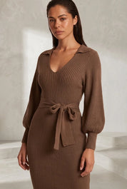 Robe longue col V manches ballon | Lounelle Paris