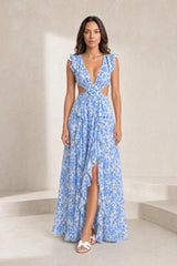 Robe longue fleurie dos nu