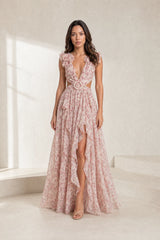 Robe longue fleurie dos nu