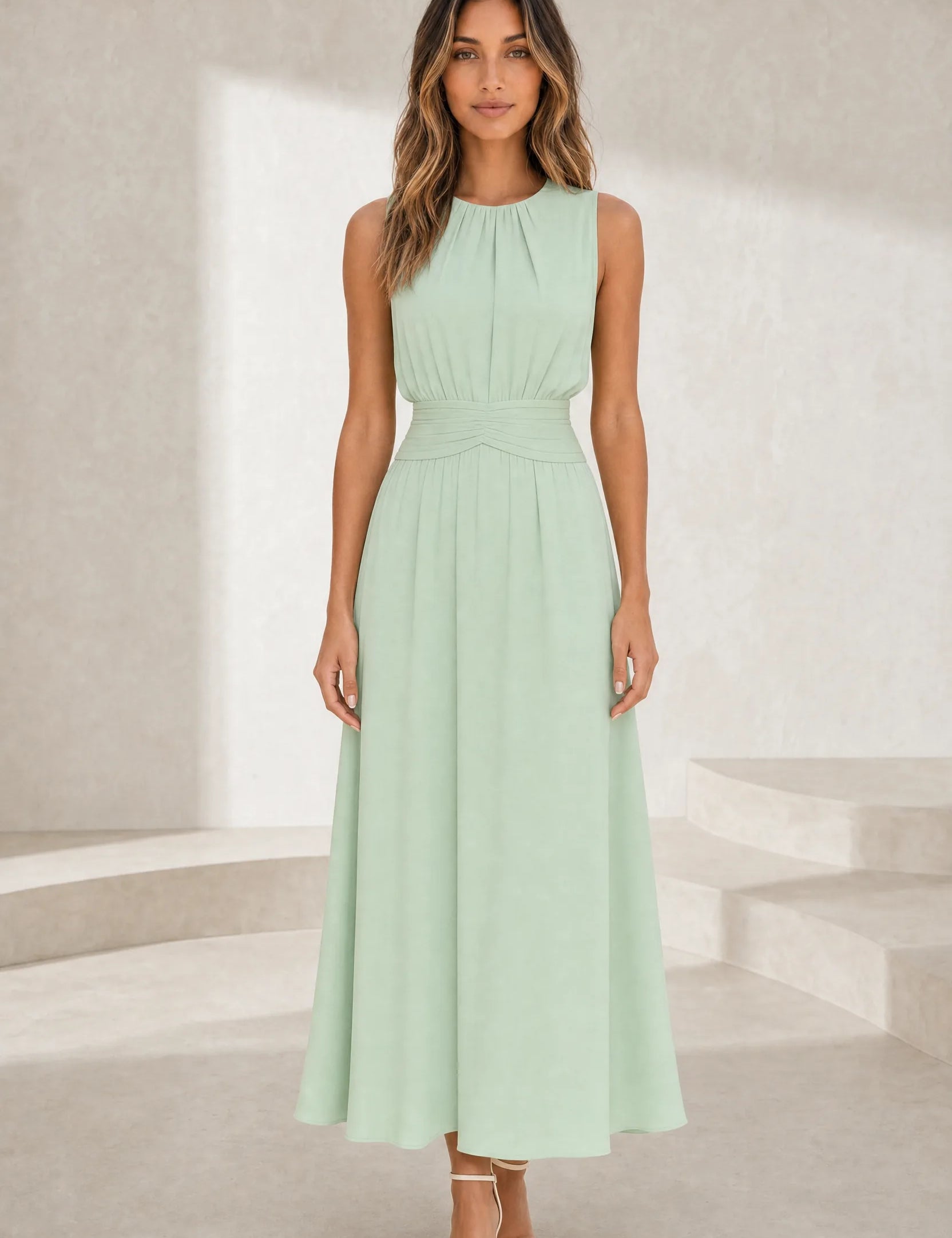 Robe longue fluide taille drapée | Lounelle Paris
