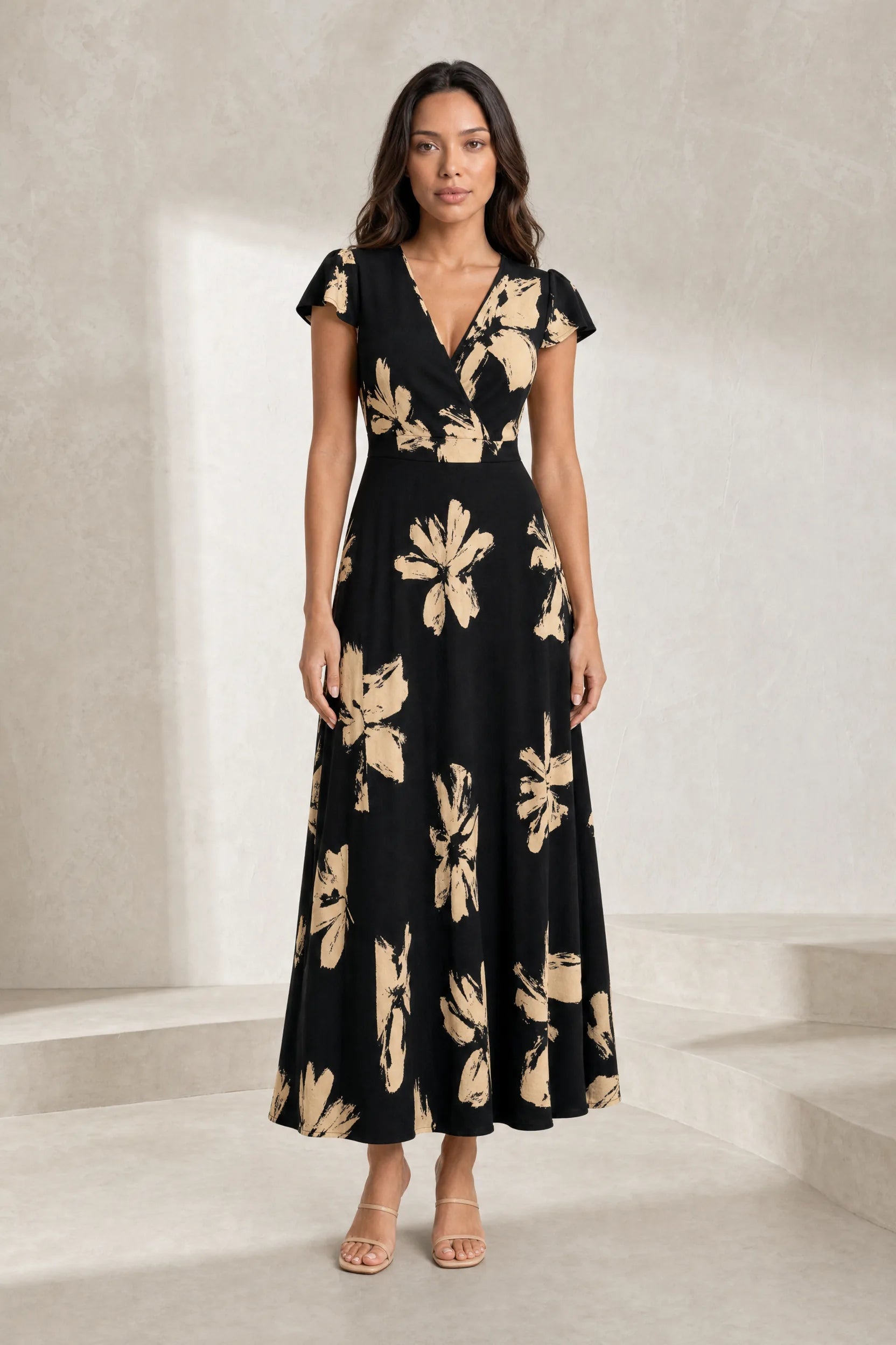 Robe longue imprimée col V | Lounelle Paris