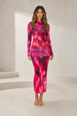 Robe longue moulante tie-dye
