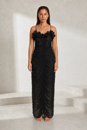 Robe longue noire fines bretelles | Lounelle Paris