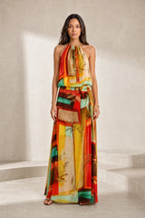 Robe longue orange col licou
