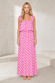Robe longue rose à pois | Lounelle Paris