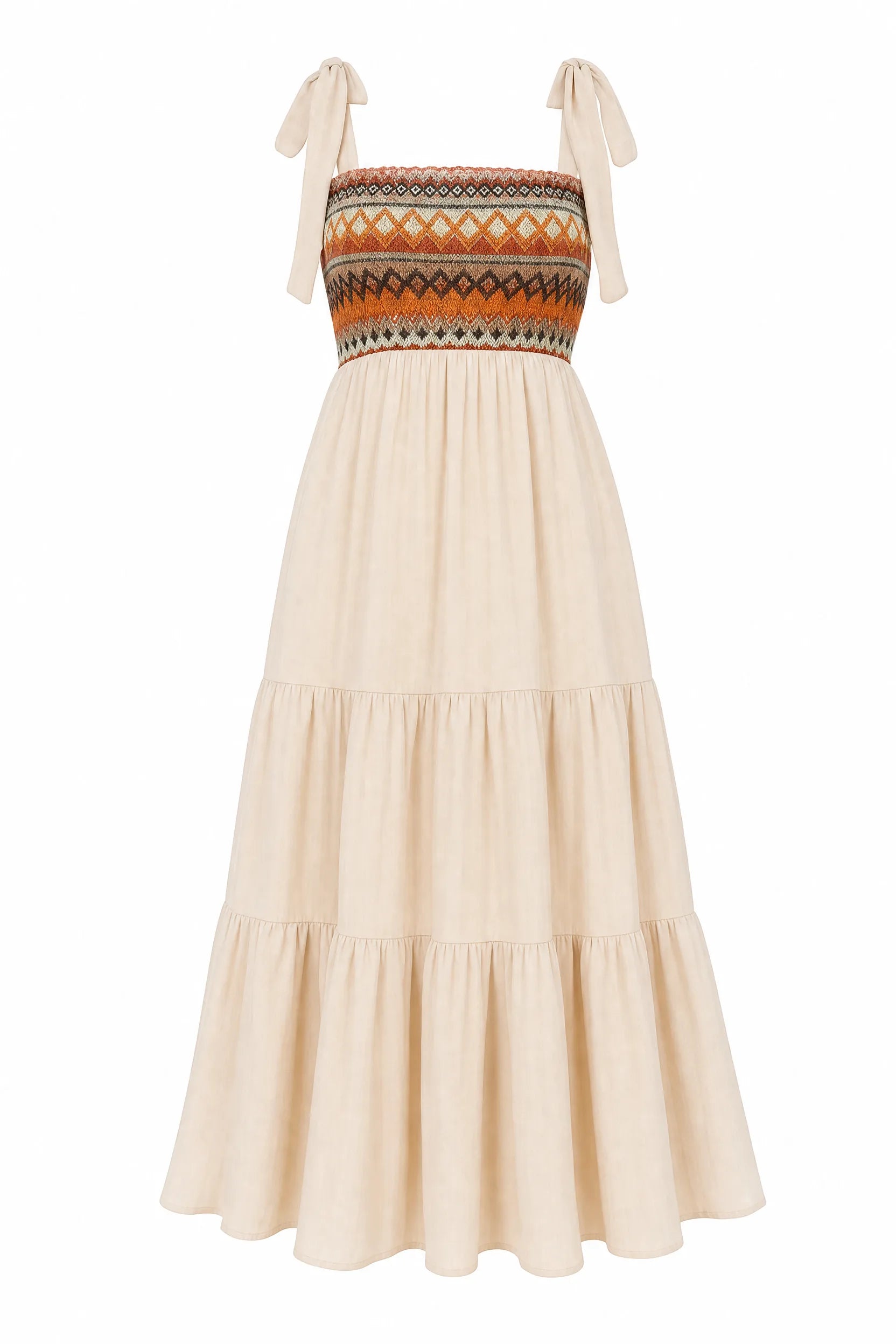 Robe midi à bretelles smockée | Lounelle Paris