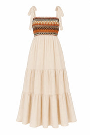 Robe midi à bretelles smockée | Lounelle Paris