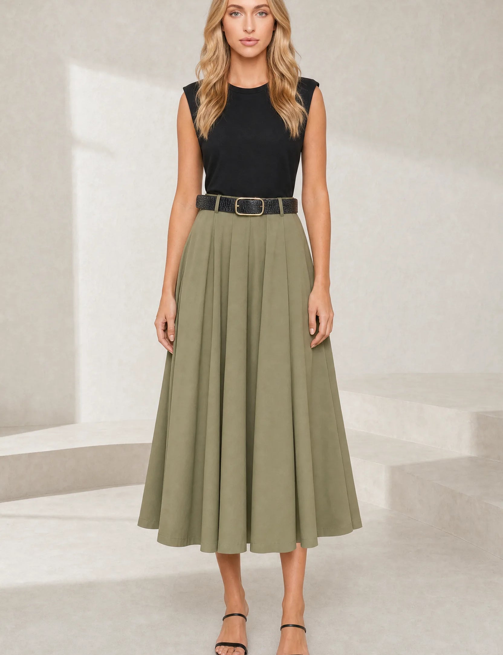 Robe noire bicolore sans manches | Lounelle Paris