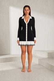 Robe pull col chemise à volants | Lounelle Paris