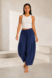 Pantalon large taille haute plissé | Lounelle Paris