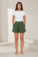 Short ample vert militaire taille haute