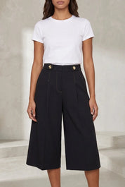 Short jupe-culotte noir taille haute | Lounelle Paris