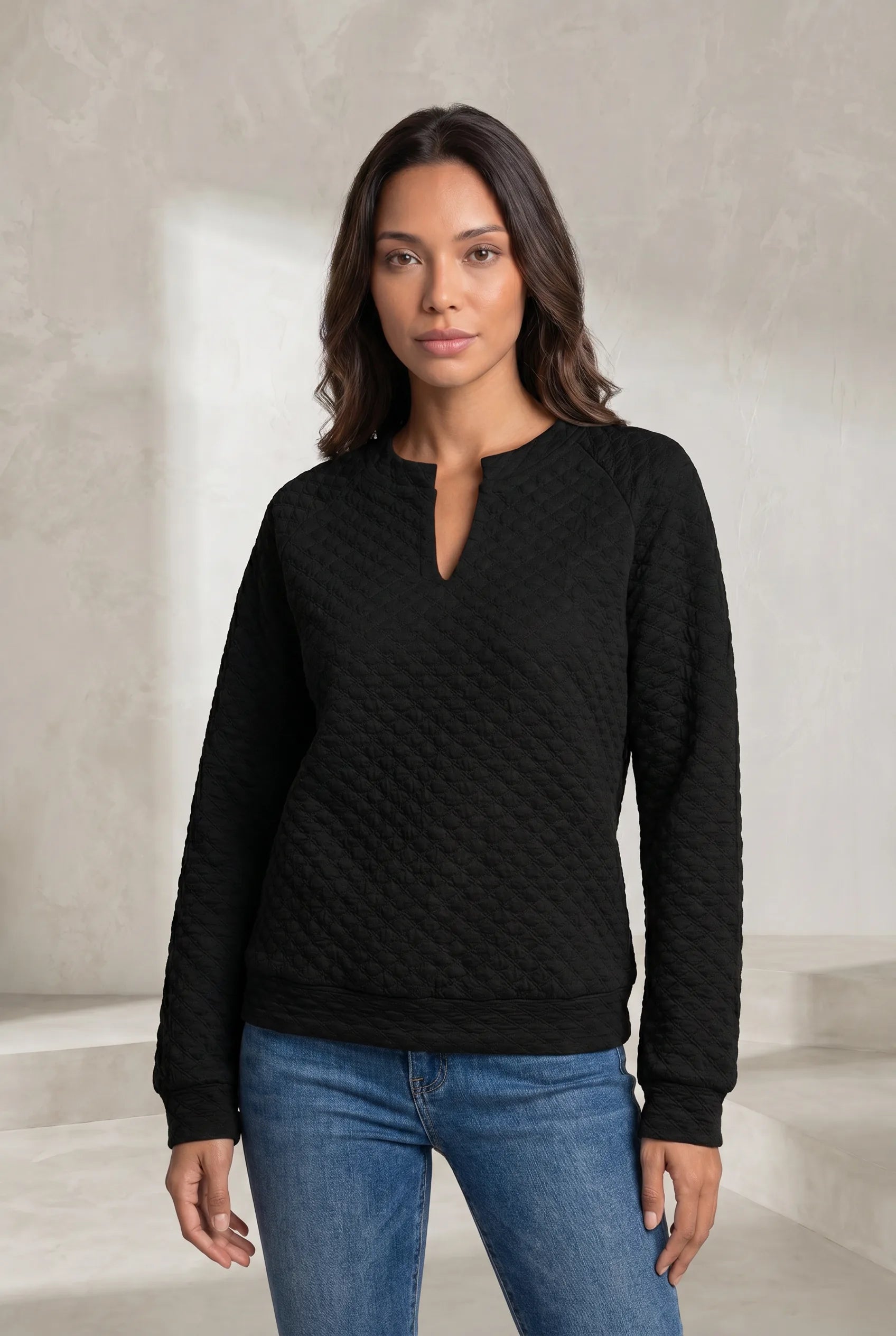 Sweat matelassé col fendu | Lounelle Paris