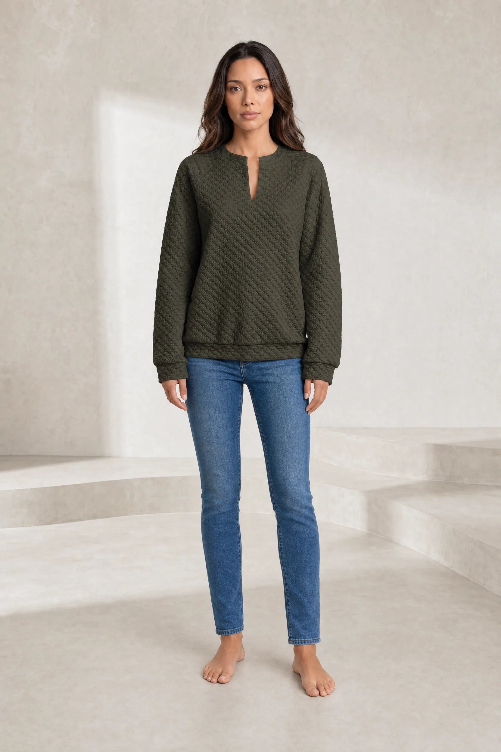 Sweat matelassé col fendu | Lounelle Paris