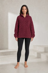 Sweat pelucheux col montant zippé