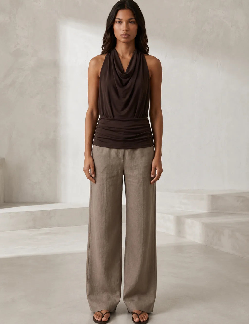 Top marron col licou dos nu | Lounelle Paris
