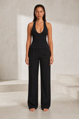 Top noir col halter dos nu