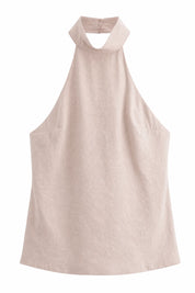 Top rose poudré col halter dos nu | Lounelle Paris