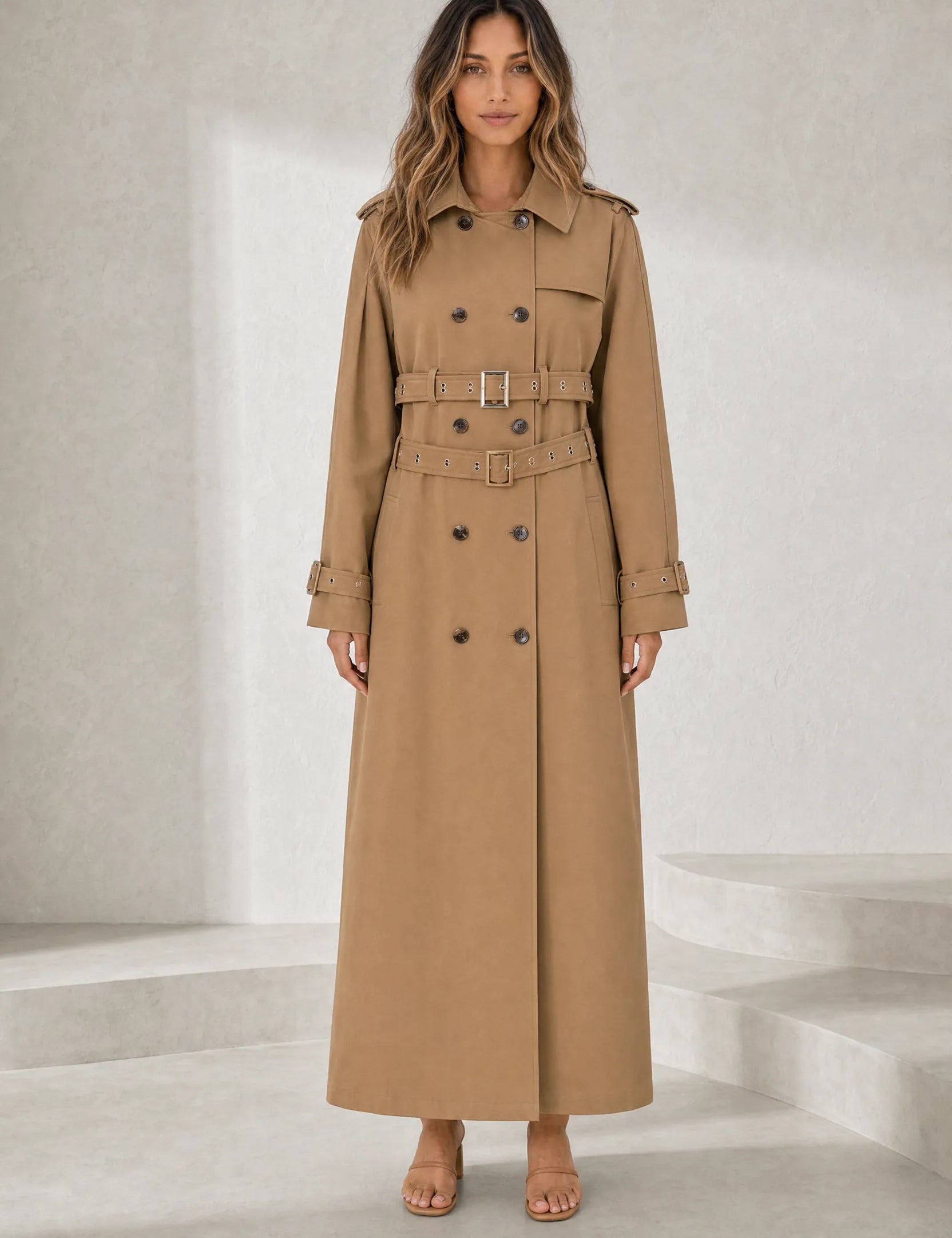 Trench long camel double ceinture | Lounelle Paris