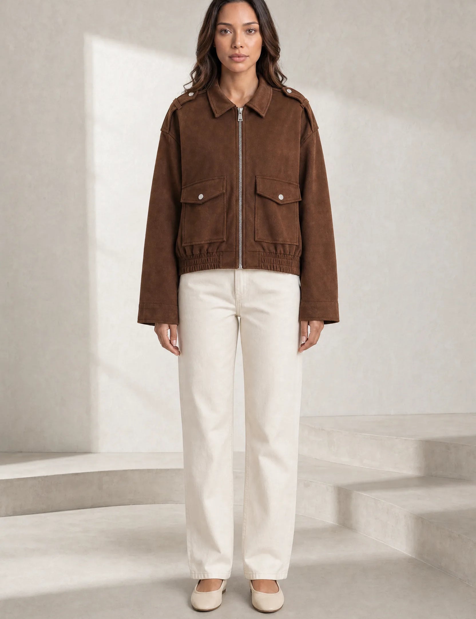 Veste ample effet suédine | Lounelle Paris