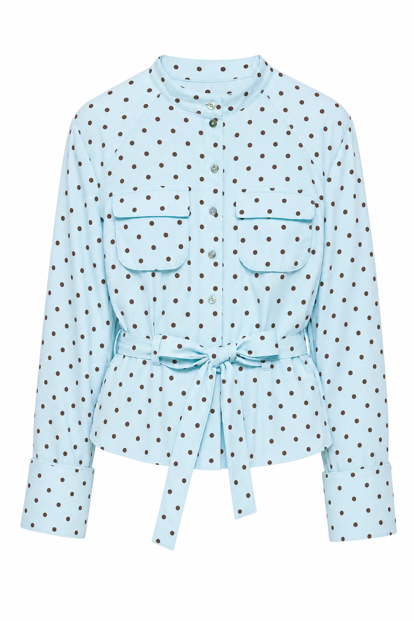 Veste chemise bleu clair à pois | Lounelle Paris