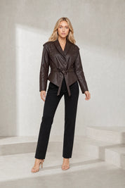 Veste effet cuir col tailleur | Lounelle Paris