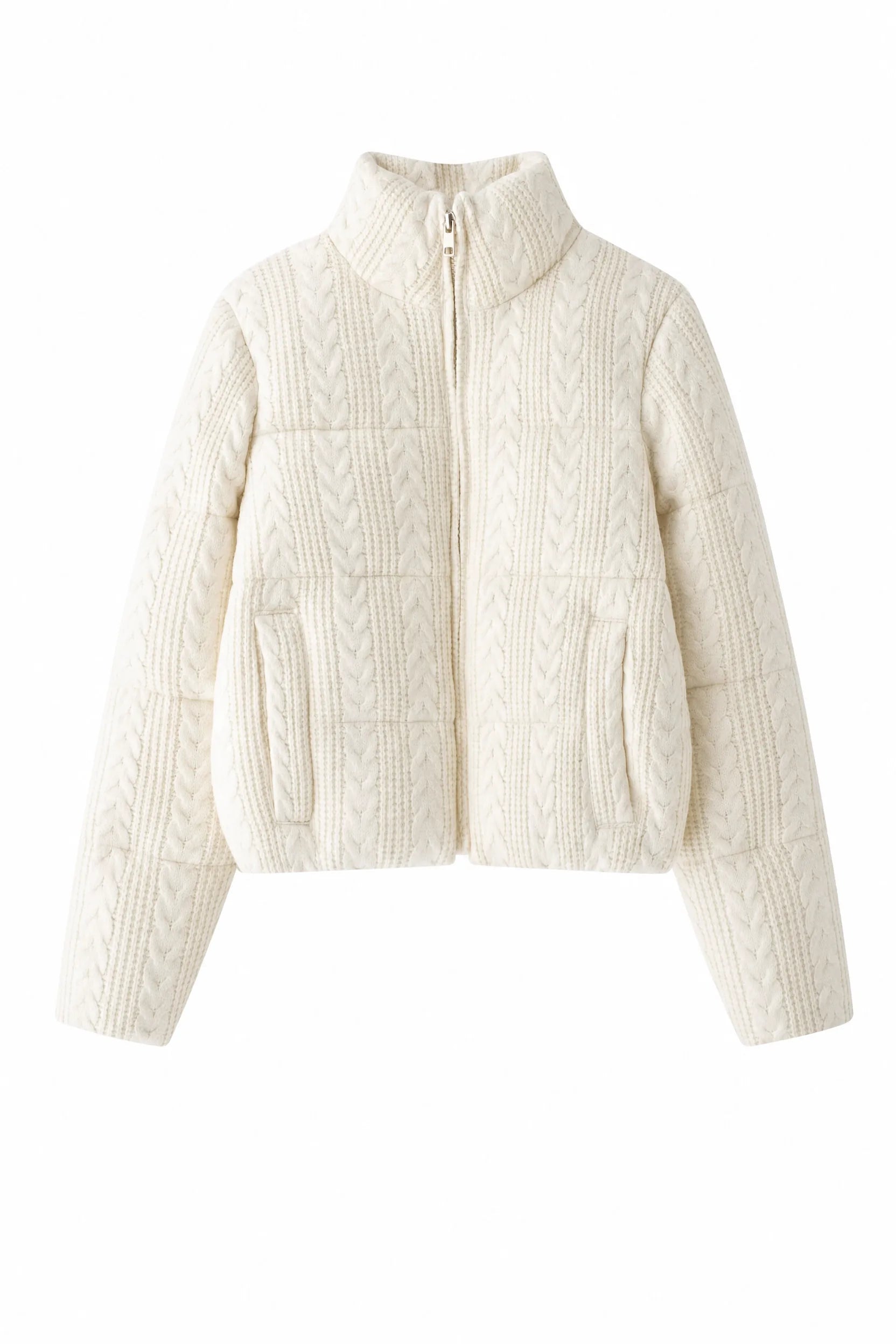 Veste maille beige col montant | Lounelle Paris