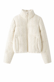 Veste maille beige col montant | Lounelle Paris