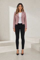 Veste motarde suéde zip asymétrique