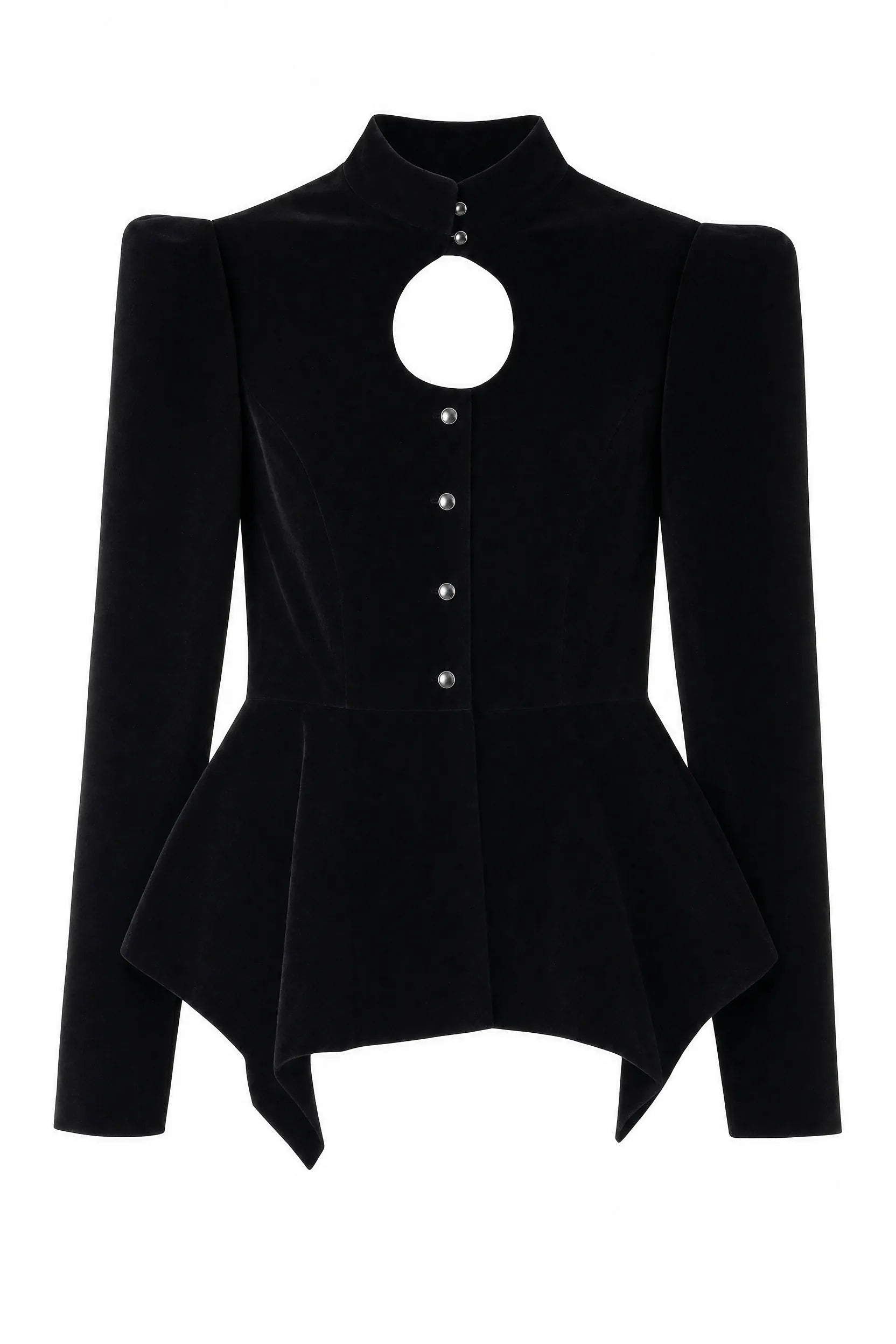Veste noire péplum col montant | Lounelle Paris